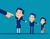 Illustrasjon av tre mennesker som peker på hverandre