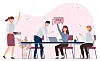Illustrasjon av fire personer i et møte