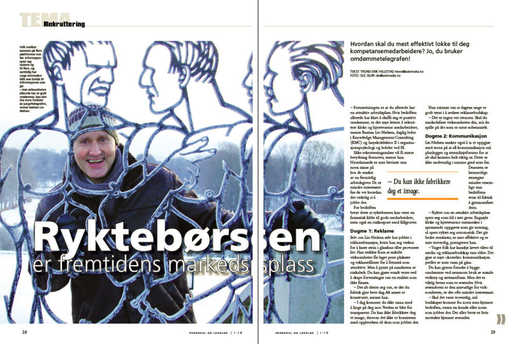 Reportasje ryktebørsen 2013 personal Reportasje ryktebørsen 2013 personal