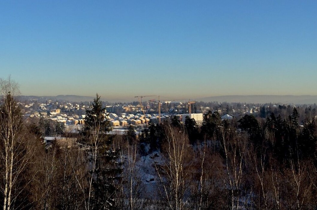 Luftforuresning over Oslo i januar 2015. (Foto: Karine H. Henriksen) Luftforuresning over Oslo i januar 2015. (Foto: Karine H. Henriksen)