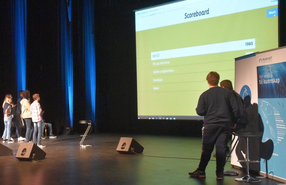 En Kahoot-konkurranse viser om ungdommene har fått med seg informasjonen. Bildet er fra Ungdomsmønstringa i 2016. (Foto: Odd Kristian Dahle/Fiskebåt).