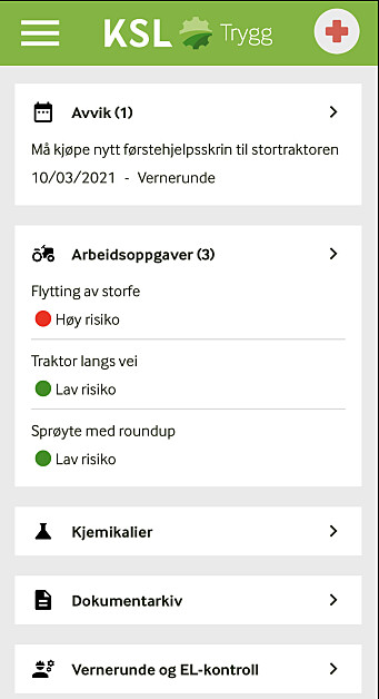 Enkelt og oversiktlig skjermbilde på KSL Trygg. Enkelt og oversiktlig skjermbilde på KSL Trygg.