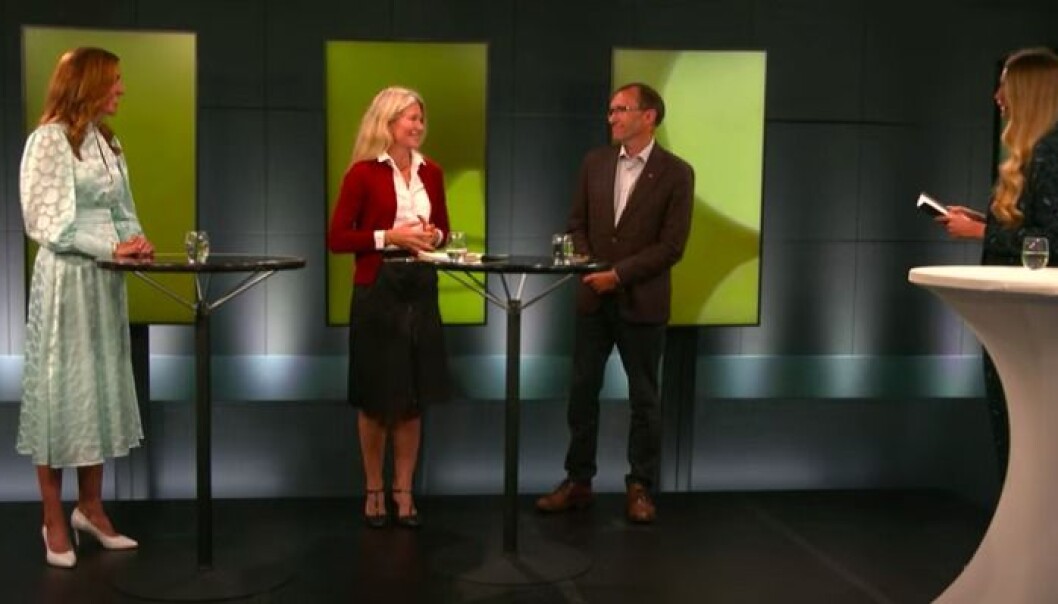 F.v. Thina Saltvedt (Nordea), Siri Kalvig (Nysnø), Espen Barth Eide (AP) og programleder Ida Pernille Hartlebrekke (Møller Mobility Group). F.v. Thina Saltvedt (Nordea), Siri Kalvig (Nysnø), Espen Barth Eide (AP) og programleder Ida Pernille Hartlebrekke (Møller Mobility Group).