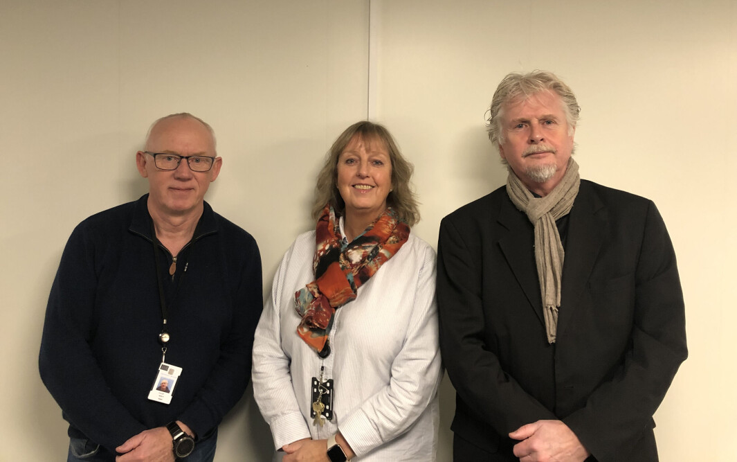 Prosjektleder/delprosjektleder teknologi Arild H. Aasen, prosjektkoordinator Elin K. Vestly og delprosjektleder fag/psykologspesialist Arne Repål. Prosjektleder/delprosjektleder teknologi Arild H. Aasen, prosjektkoordinator Elin K. Vestly og delprosjektleder fag/psykologspesialist Arne Repål.