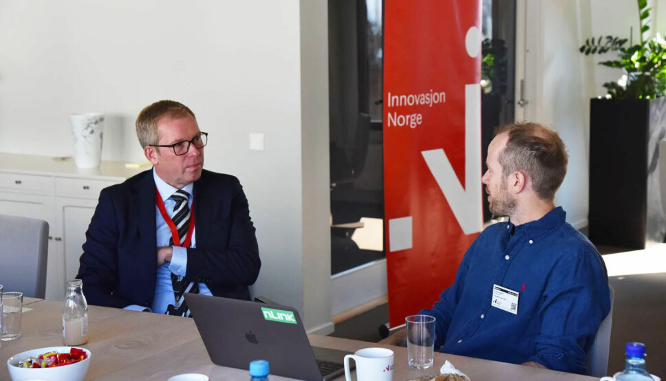 Administrerende direktør i Innovasjon Norge, Håkon Haugli, får innspill fra blant annet Konrad Fagertun i Rocket Farm AS til Innovasjon Norges arbeid for oppstart og skalering.